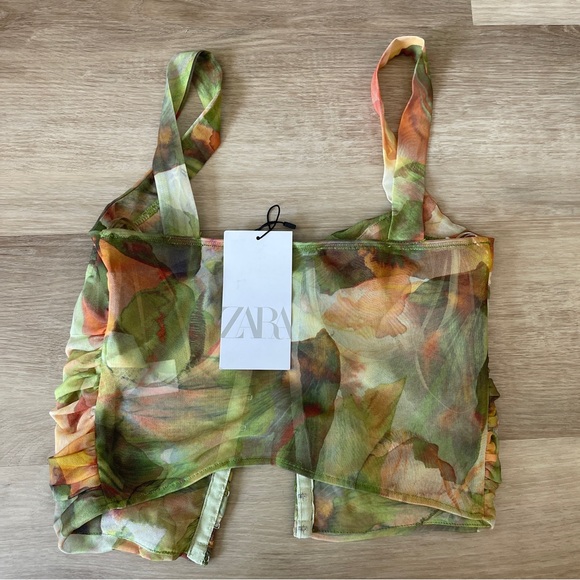 ZARA CORSET FLORAL TOPS BUNDLE SIZE M - Picture 5 of 12
